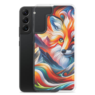 Abstrakte Kunst der Alpen voller lebendiger Farben und dynamischer Bewegung. Es dominiert ein farbiger Fuchs - Samsung Schutzhülle (durchsichtig) camping xxx yyy zzz