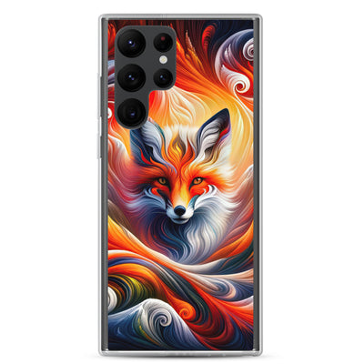 Abstraktes Kunstwerk, das den Geist der Alpen verkörpert. Leuchtender Fuchs in den Farben Orange, Rot, Weiß - Samsung Schutzhülle (durchsichtig) camping xxx yyy zzz Samsung Galaxy S22 Ultra