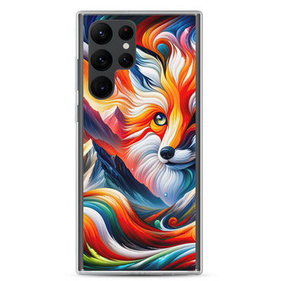 Abstrakte Kunst der Alpen voller lebendiger Farben und dynamischer Bewegung. Es dominiert ein farbiger Fuchs - Samsung Schutzhülle (durchsichtig) camping xxx yyy zzz Samsung Galaxy S22 Ultra