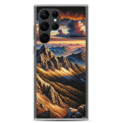 Alpen in Abenddämmerung: Acrylgemälde mit beleuchteten Berggipfeln - Samsung Schutzhülle (durchsichtig) berge xxx yyy zzz Samsung Galaxy S22 Ultra