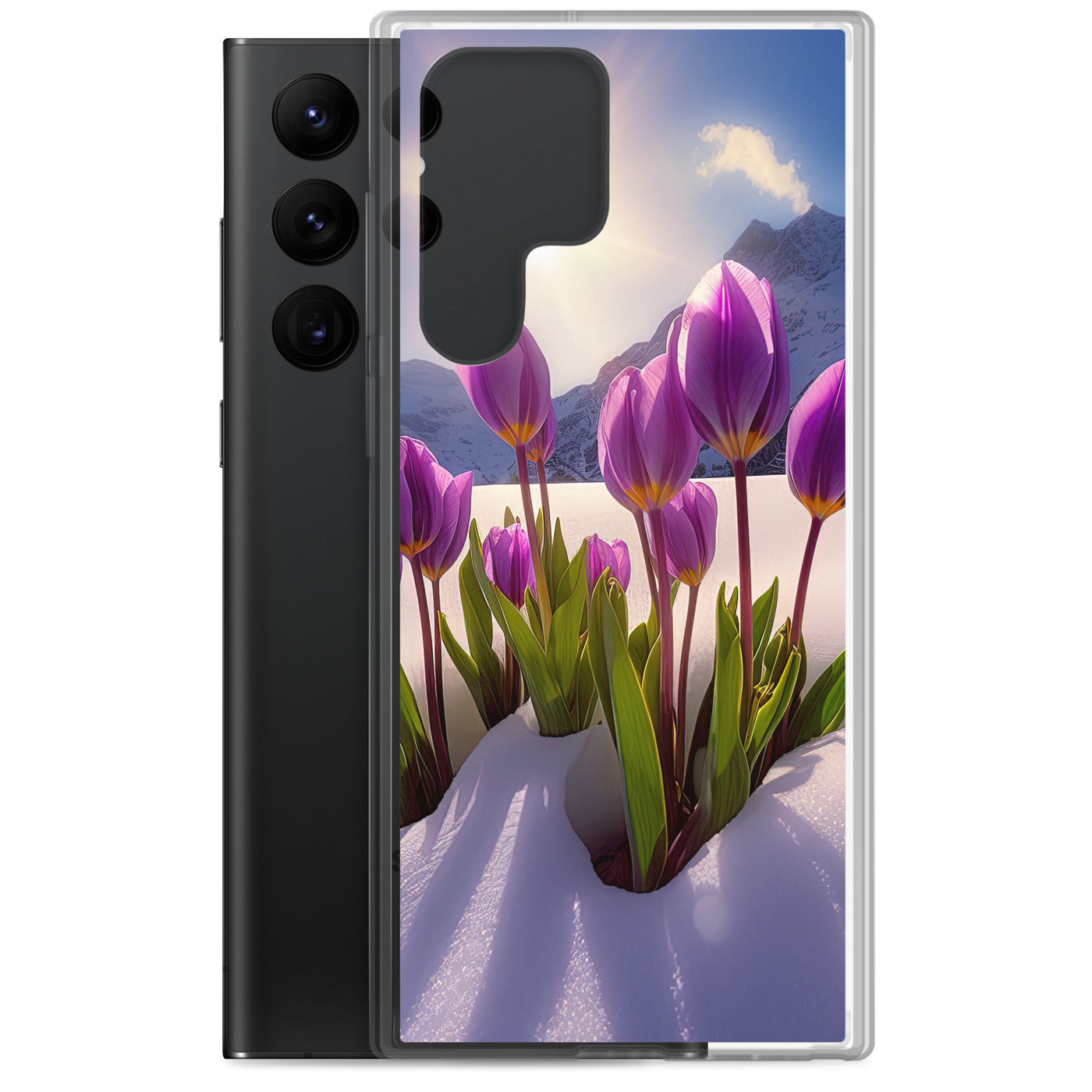 Tulpen im Schnee und in den Bergen - Blumen im Winter - Samsung Schutzhülle (durchsichtig) berge xxx