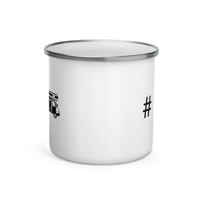 Hashtag - Camping Van - Emaille Tasse camping