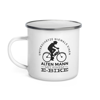 Alter Mann Mit Einem E-Bike - Emaille Tasse e-bike