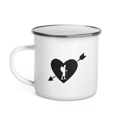 Arrow Heart And Hiking - Emaille Tasse wandern