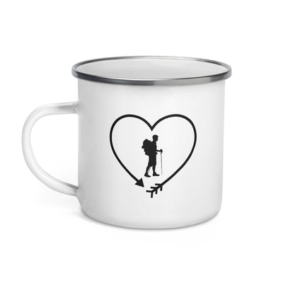 Arrow In Heartshape And Hiking - Emaille Tasse wandern