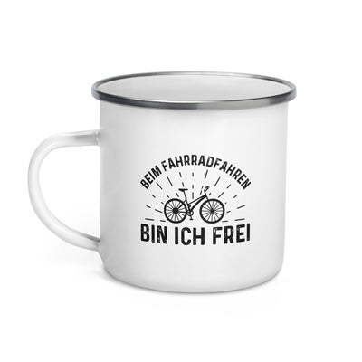 Beim Fahrradfahren Bin Ich Frei - Emaille Tasse fahrrad