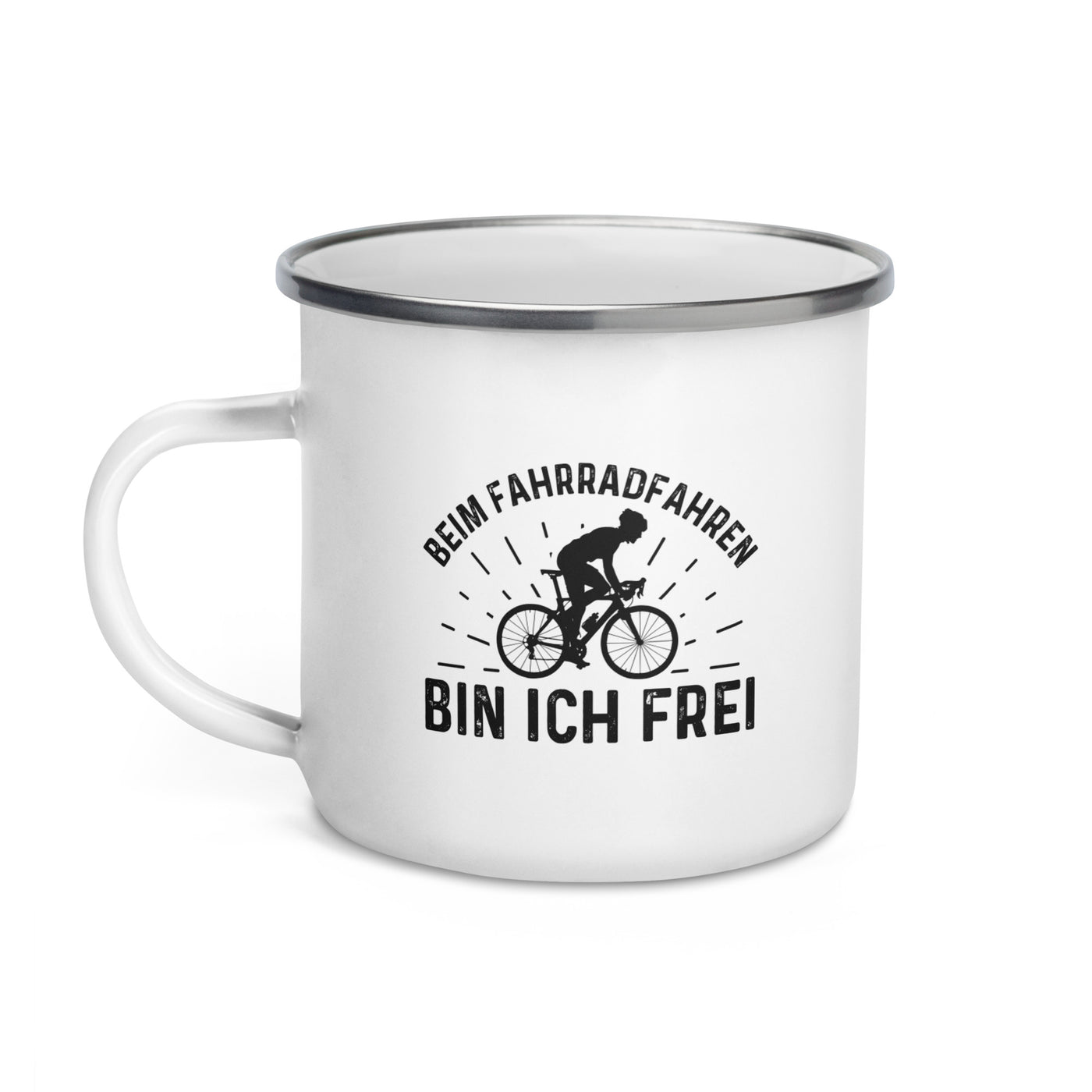 Beim Fahrradfahren Bin Ich Frel 2 - Emaille Tasse fahrrad