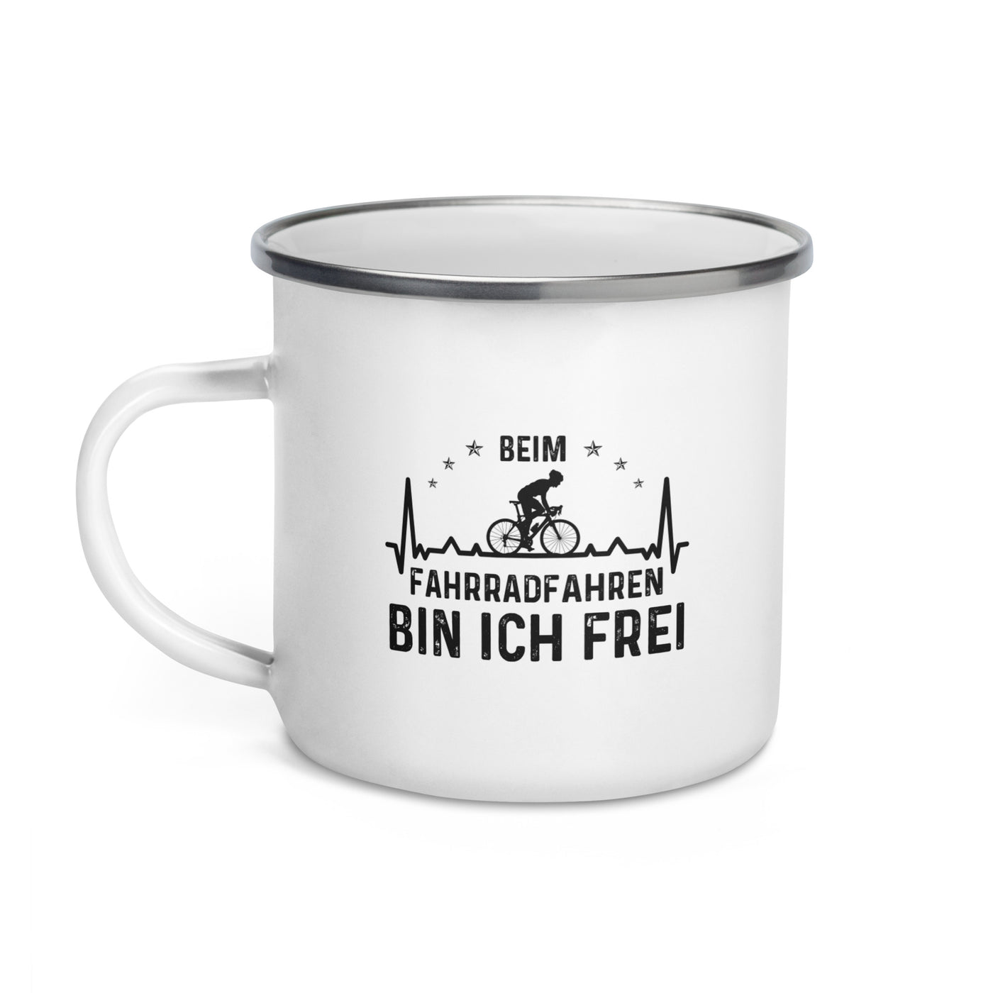 Beim Fahrradfahren Bin Ich Frel 3 - Emaille Tasse fahrrad