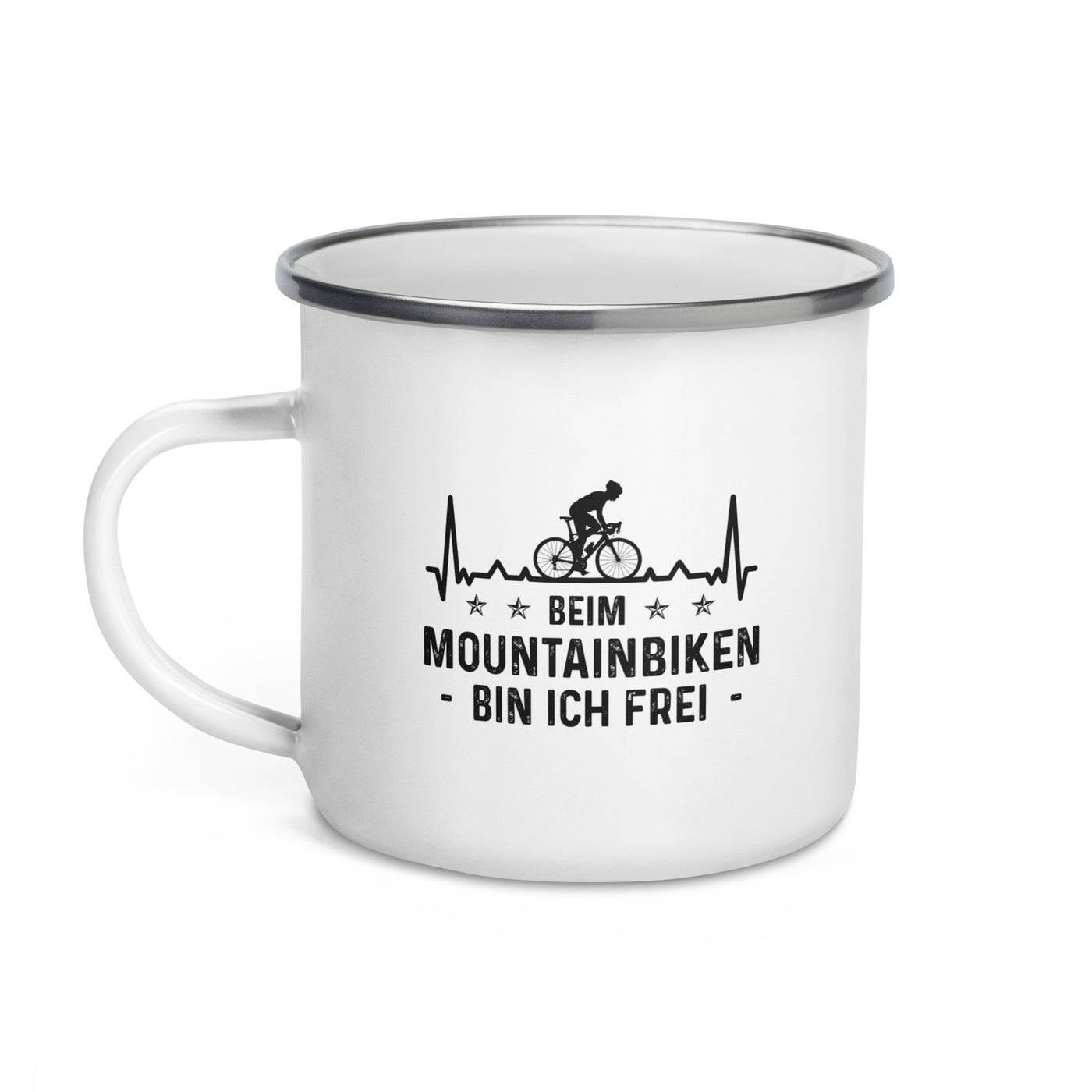 Beim Mountainbiken Bin Ich Frei 3 - Emaille Tasse fahrrad