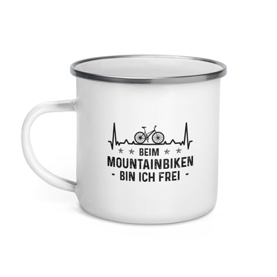 Beim Mountainbiken Bin Ich Frel 1 - Emaille Tasse fahrrad