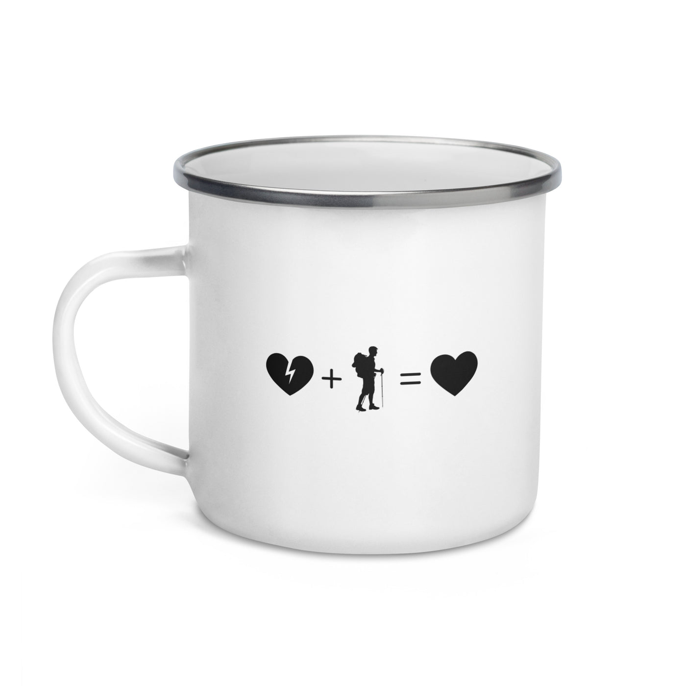 Broken Heart Heart And Hiking - Emaille Tasse wandern