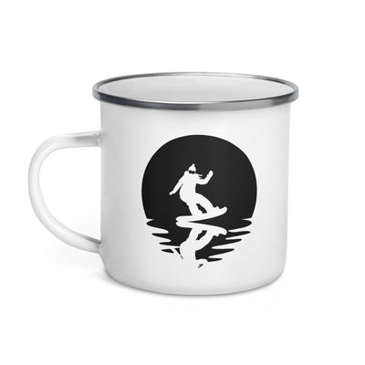 Circle And Reflection - Female Snowboarding - Emaille Tasse snowboarden