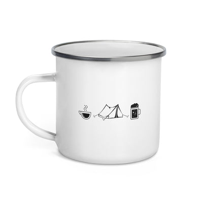 Coffee Beer And Camping - Emaille Tasse camping