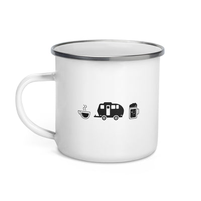 Coffee Beer And Camping - Emaille Tasse camping