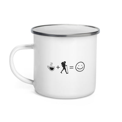 Coffee Smile Face And Hiking 1 - Emaille Tasse wandern