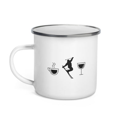 Coffee Wine And Skiing - Emaille Tasse ski