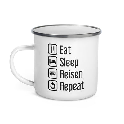 Eat Sleep Reisen Repeat - Emaille Tasse camping