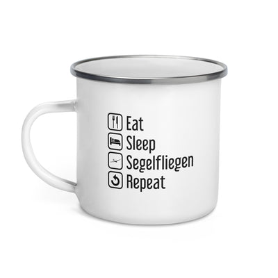 Eat Sleep Segelfliegen Repeat - Emaille Tasse berge