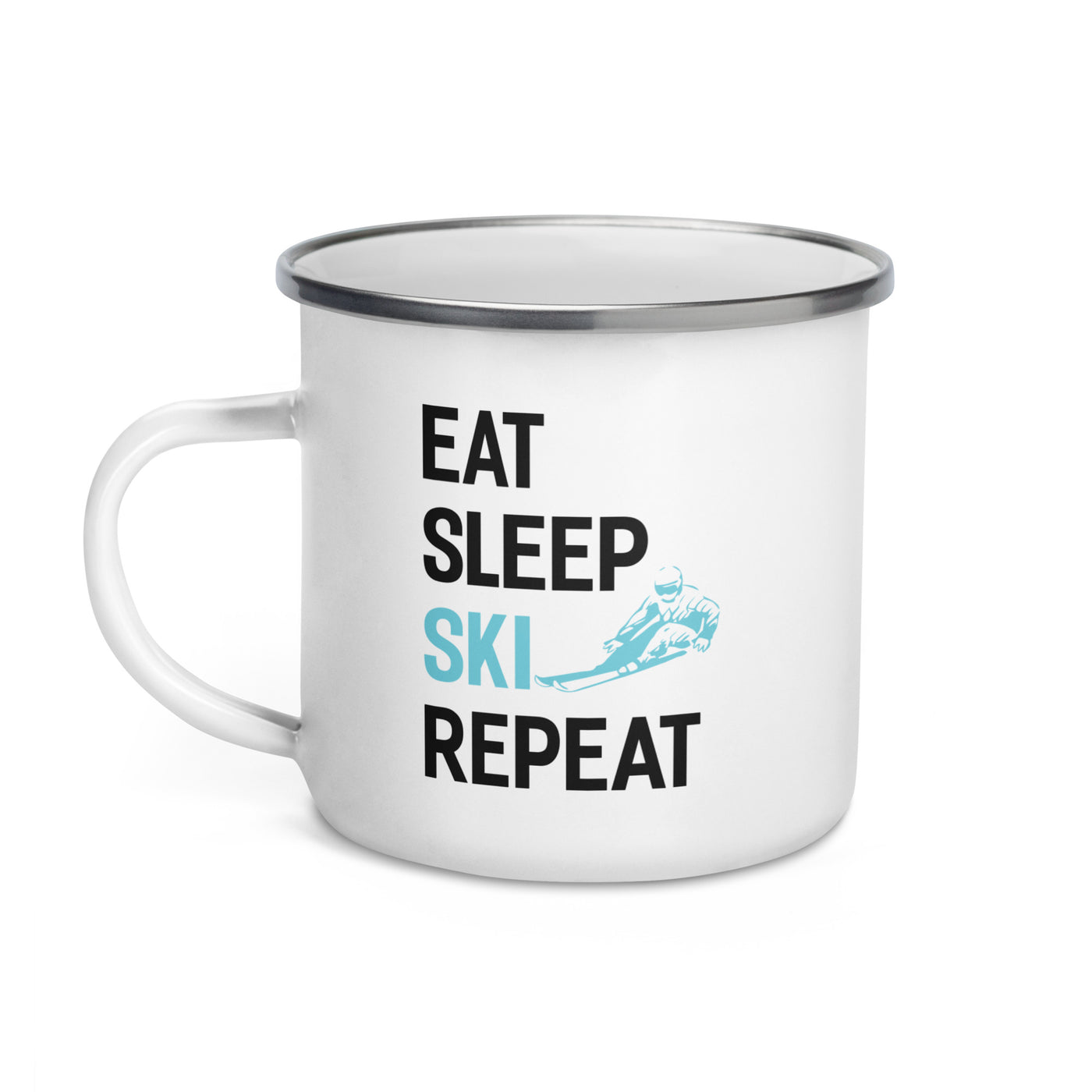 Eat Sleep Ski Repeat - Emaille Tasse klettern