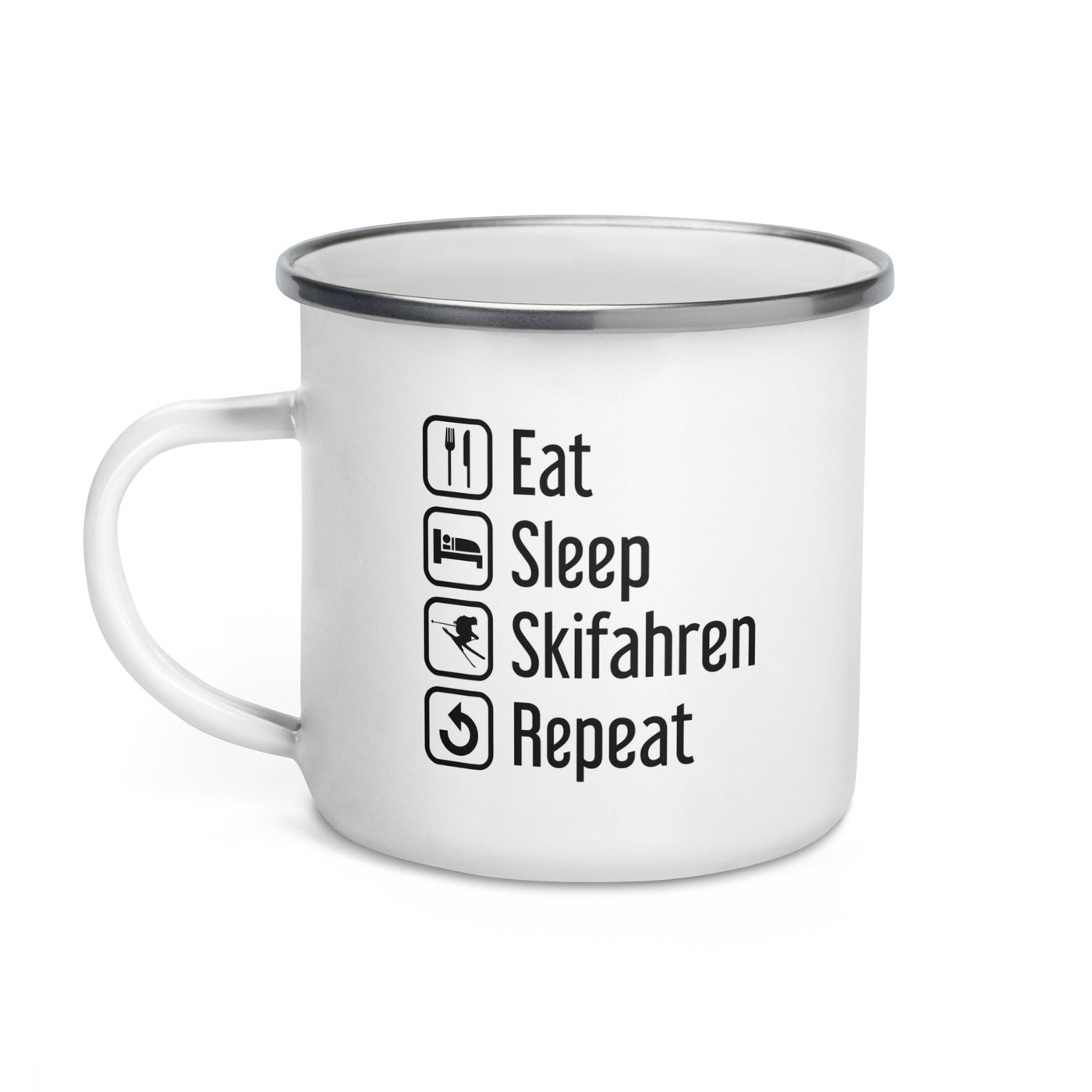 Eat Sleep Skifahren Repeat - Emaille Tasse ski