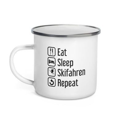 Eat Sleep Skifahren Repeat - Emaille Tasse ski