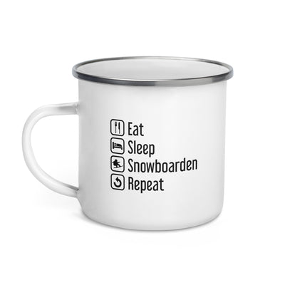 Eat Sleep Snowboarden Repeat - Emaille Tasse snowboarden