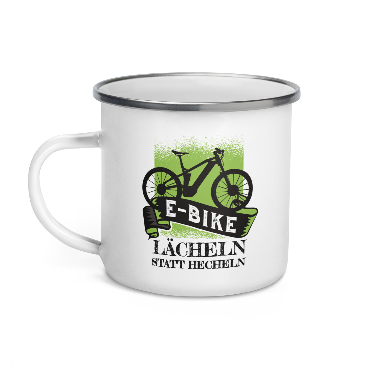 E-Bike - Lächeln Statt Hecheln - Emaille Tasse e-bike