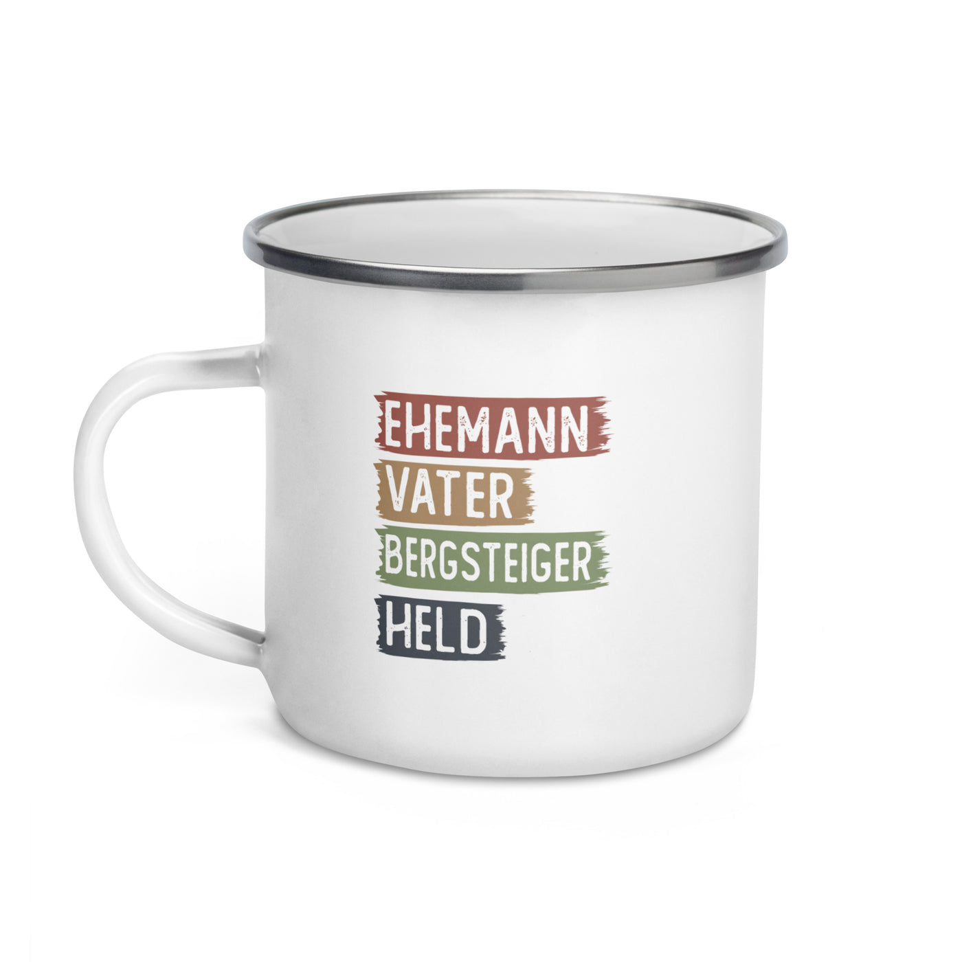 Ehemann, Vater, Bergsteiger, Held - Emaille Tasse berge