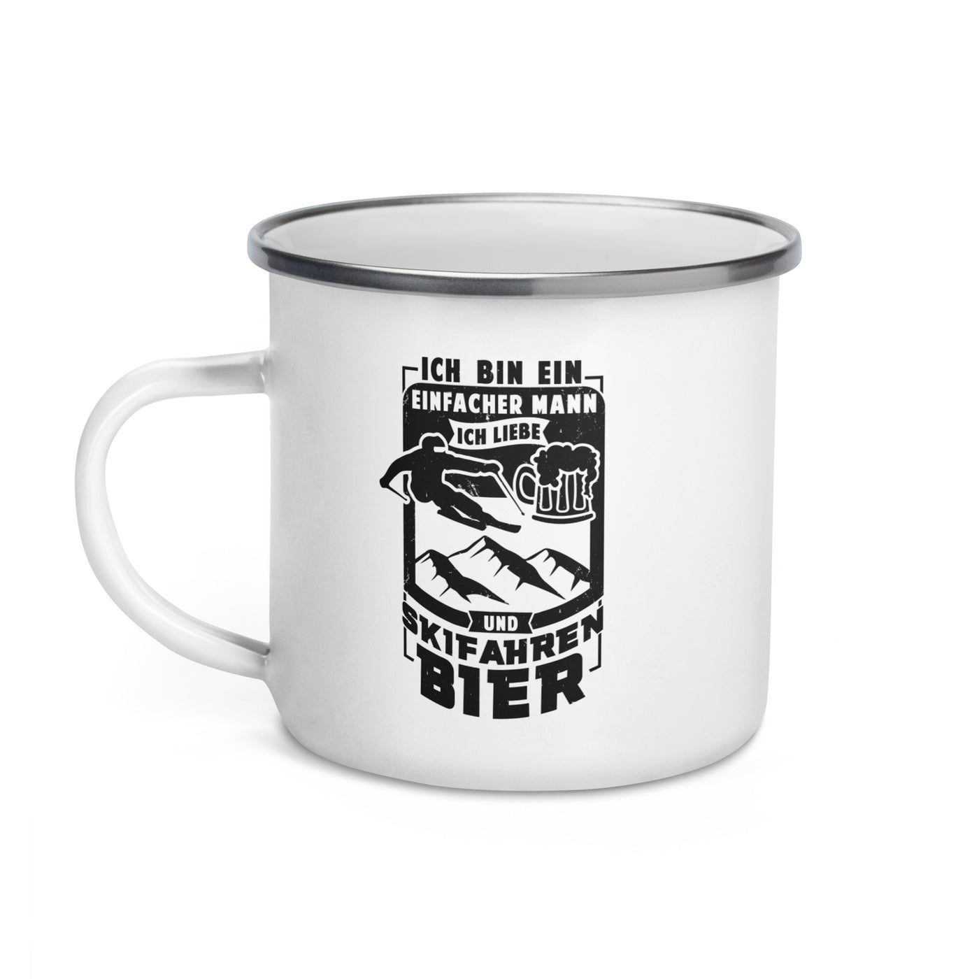 Einfacher Mann - Skifahren Und Bier - Emaille Tasse ski