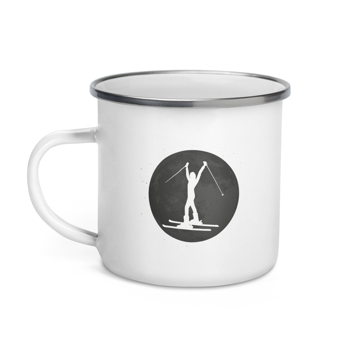 Full Moon - Female Skiing - Emaille Tasse ski