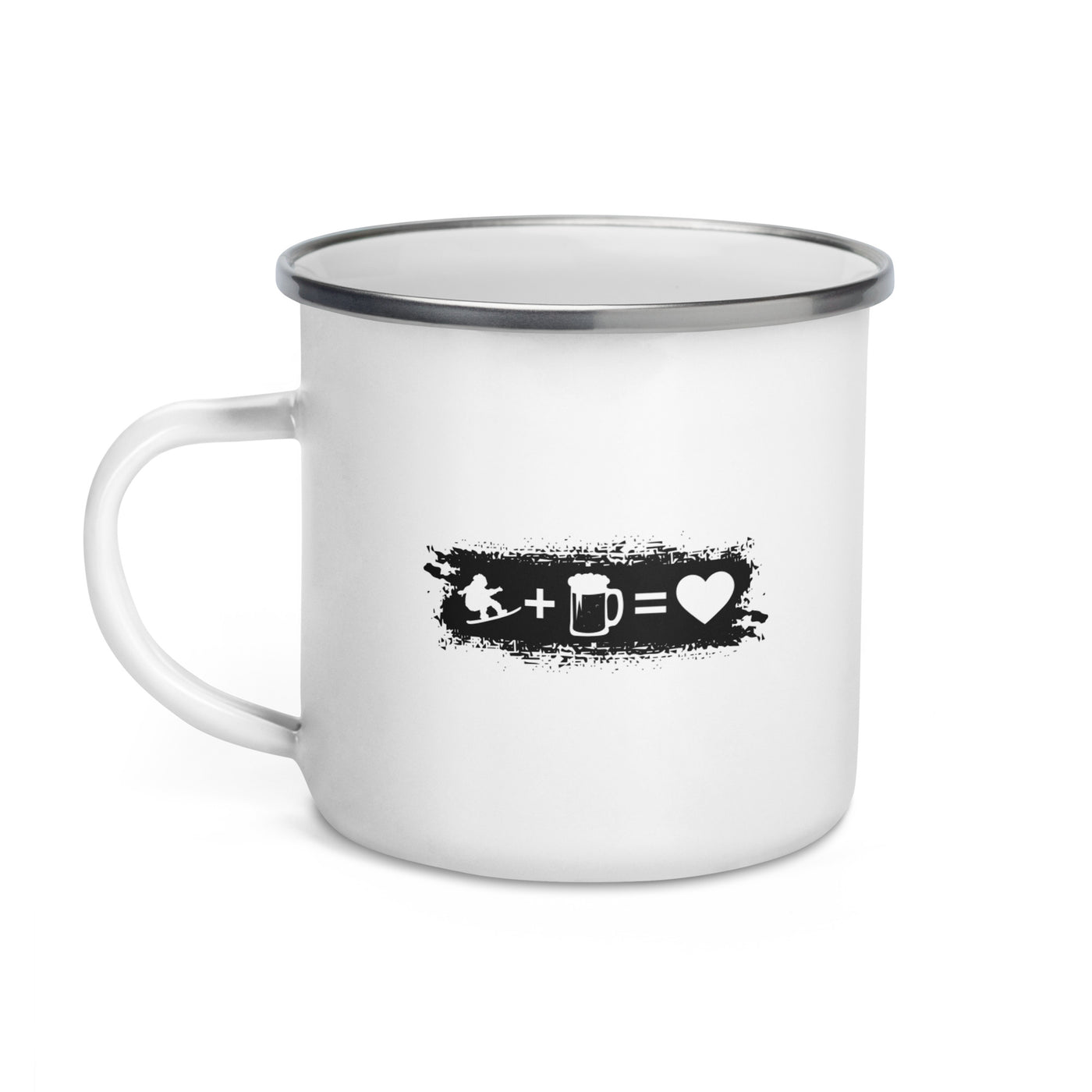 Grunge Rectangle - Heart - Beer - Snowboarding - Emaille Tasse snowboarden