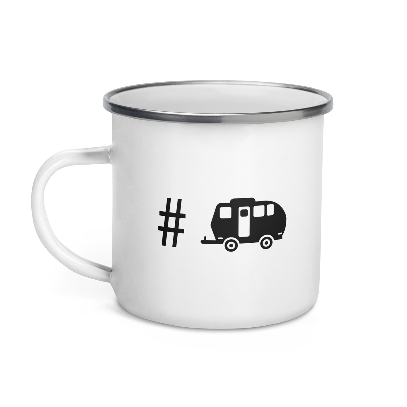 Hashtag - Camping Caravan - Emaille Tasse camping