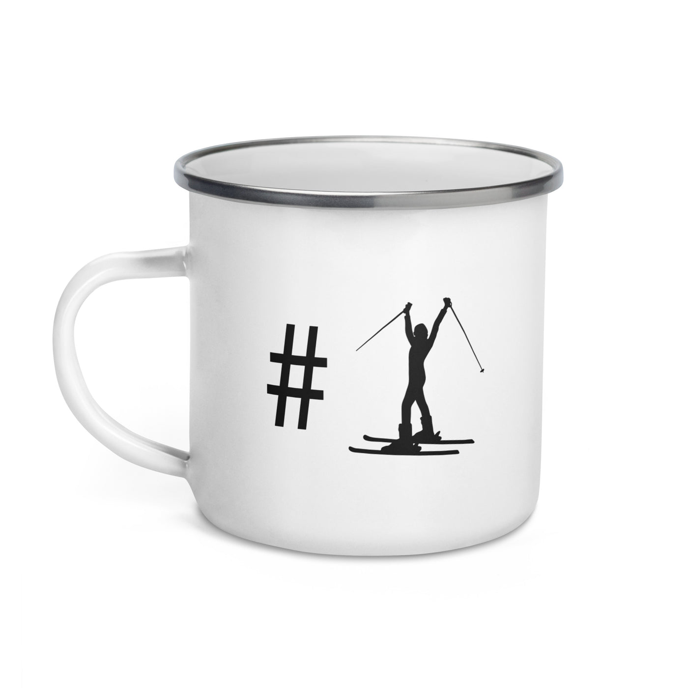 Hashtag - Female Skiing - Emaille Tasse ski