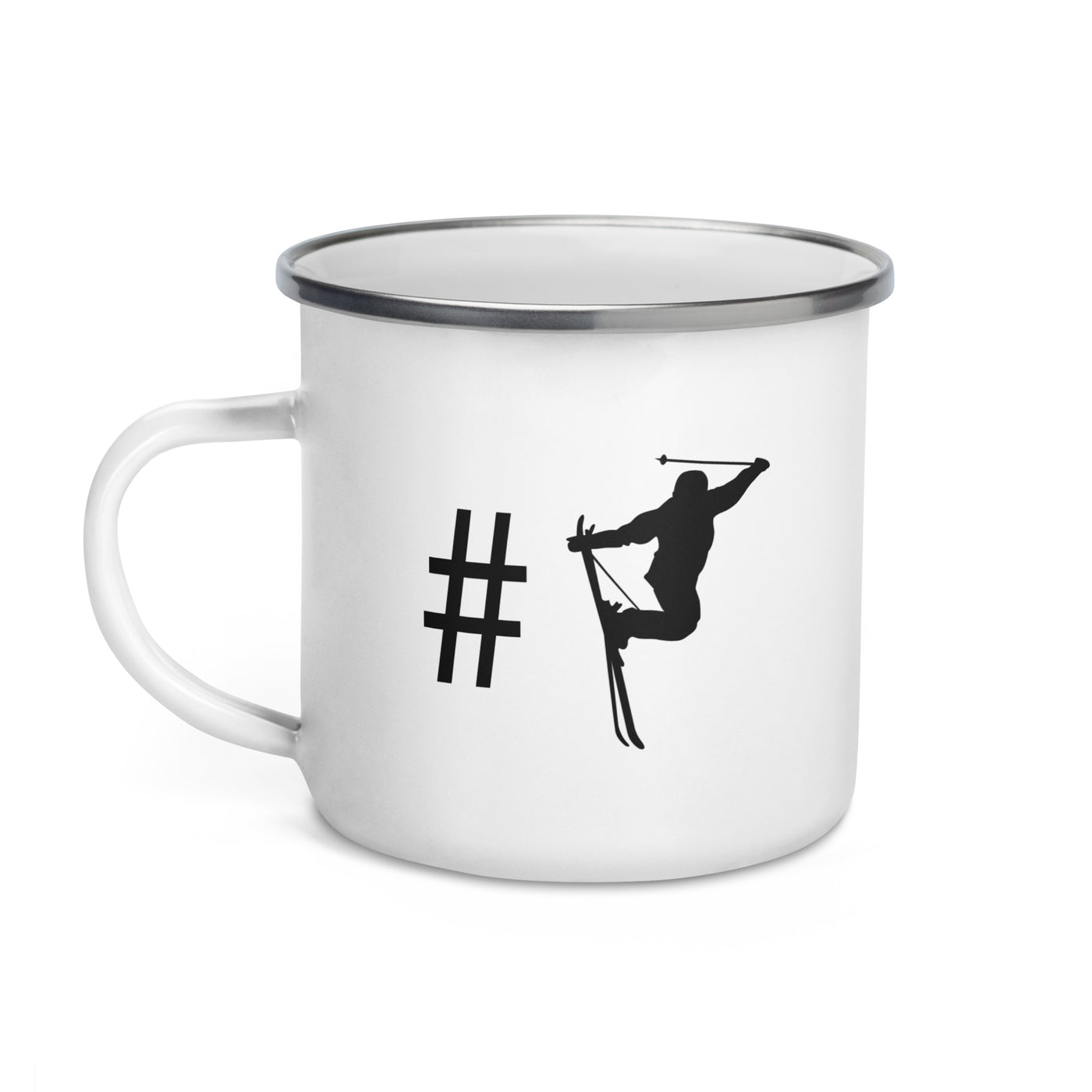 Hashtag - Skiing - Emaille Tasse ski