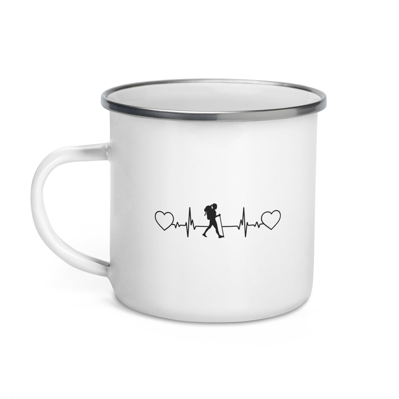 Heart - Heartbeat - Female Hiking - Emaille Tasse wandern