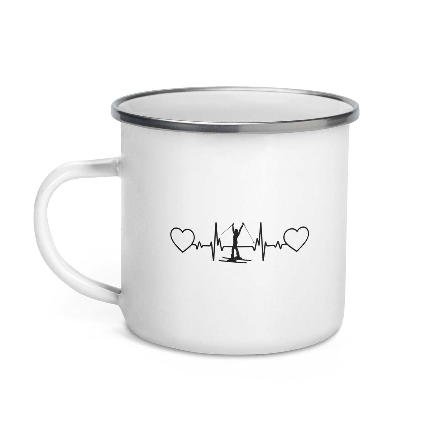 Heart - Heartbeat - Female Skiing - Emaille Tasse ski