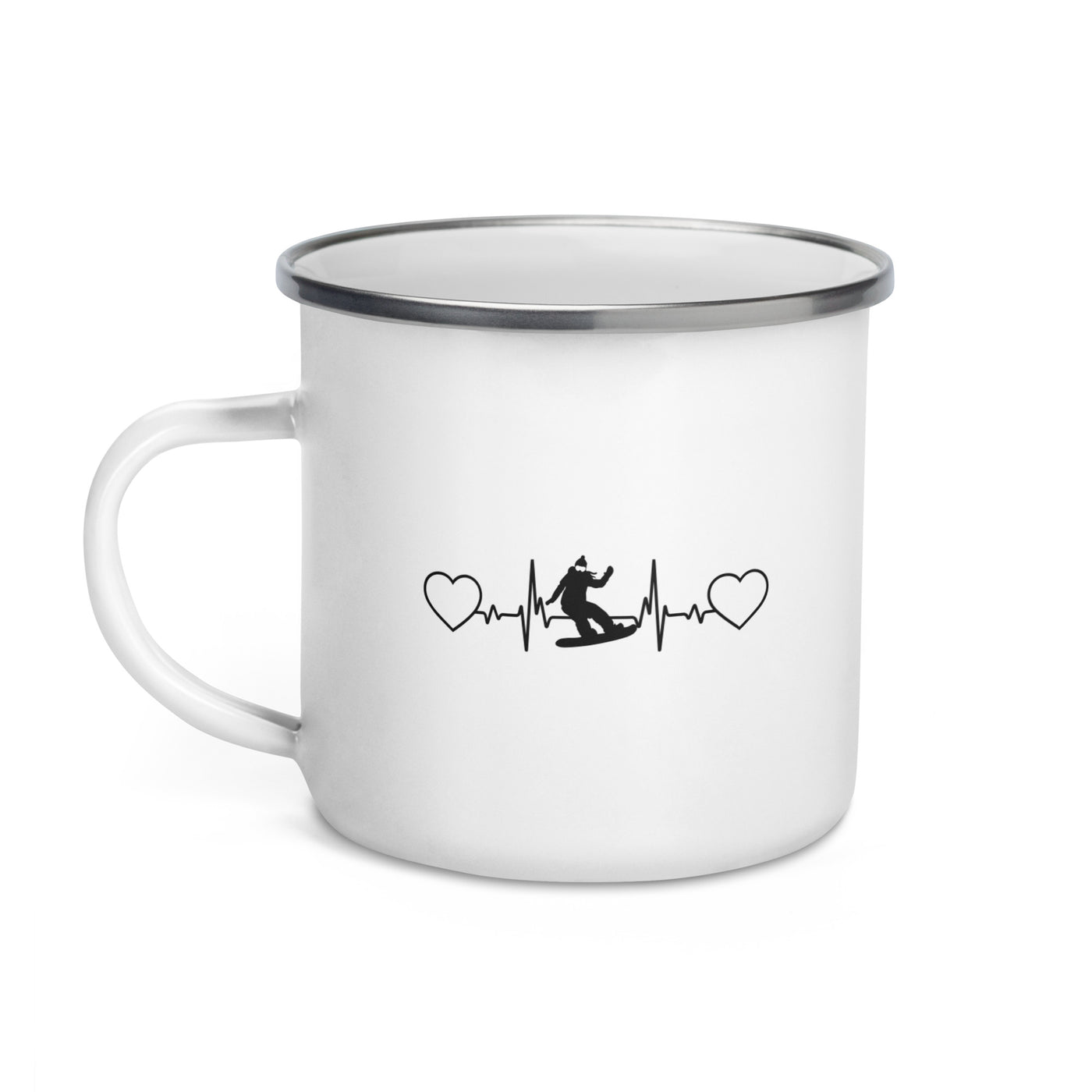 Heart - Heartbeat - Female Snowboarding - Emaille Tasse snowboarden