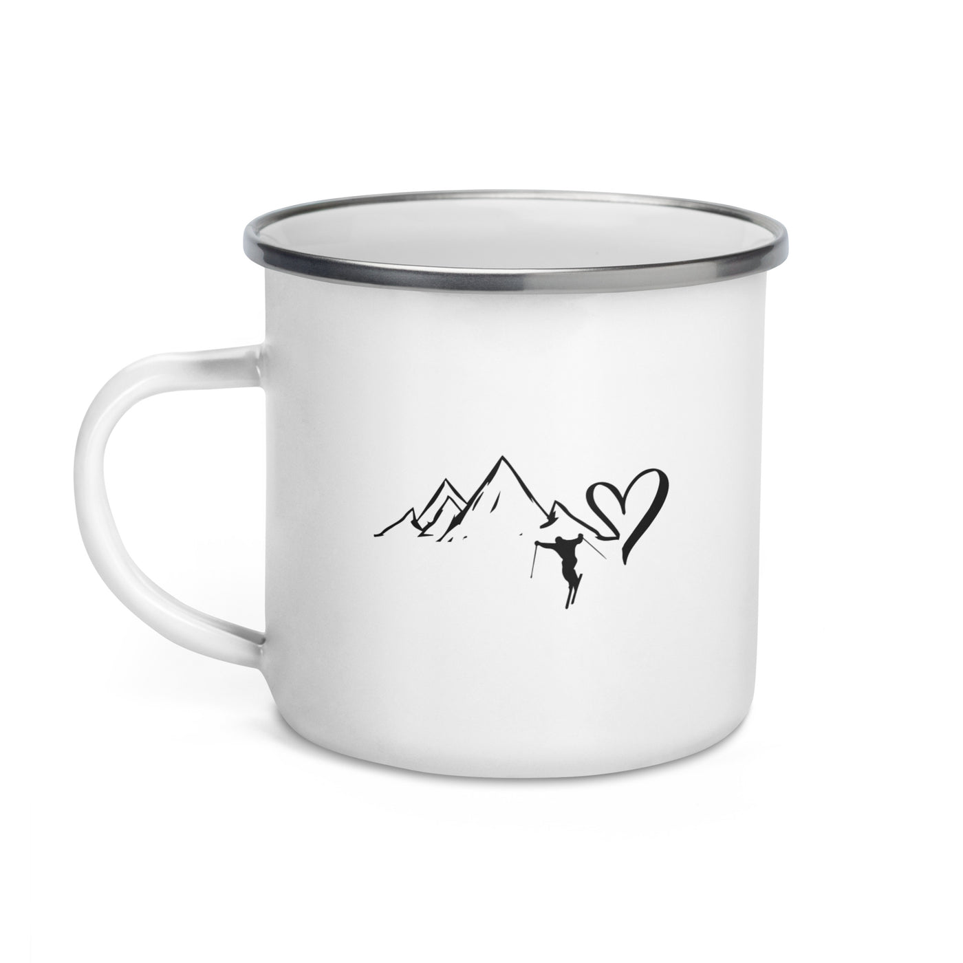 Heart - Mountain - Skiing - Emaille Tasse ski