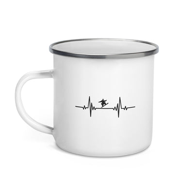 Heartbeat Snowboarding Jump - Emaille Tasse snowboarden