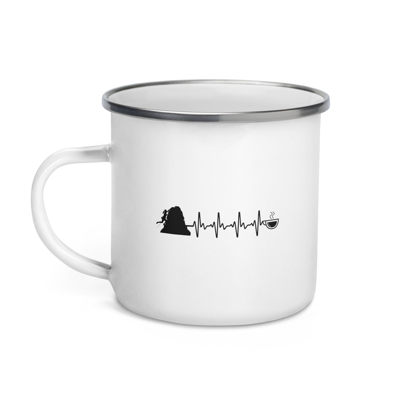 Heartbeat Coffee And Climbing - Emaille Tasse klettern