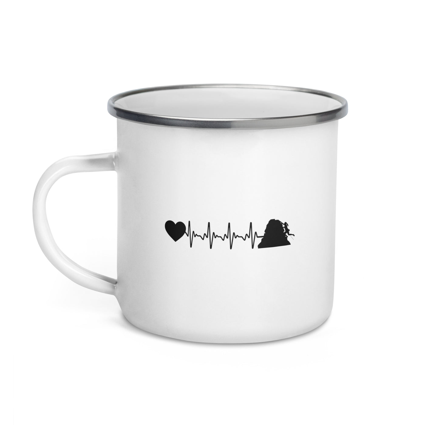 Heartbeat Heart And Climbing - Emaille Tasse klettern