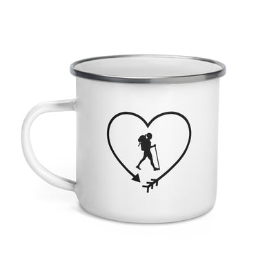 Arrow In Heartshape And Hiking 1 - Emaille Tasse wandern