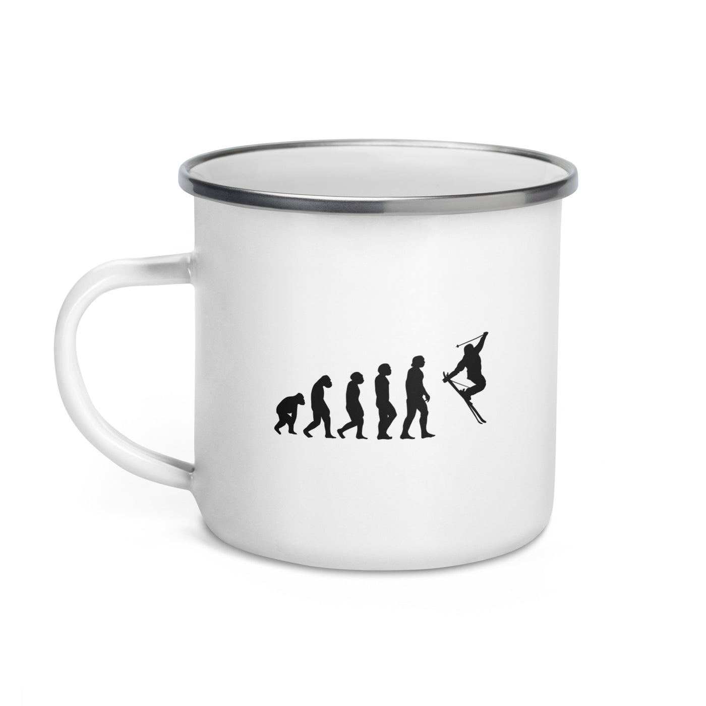 Evolution And Skiing - Emaille Tasse ski