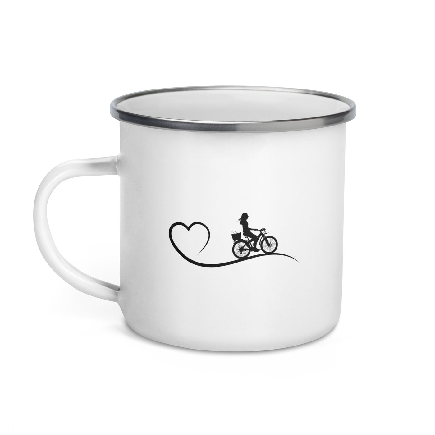 Herz Und Radfahrerin - Emaille Tasse fahrrad