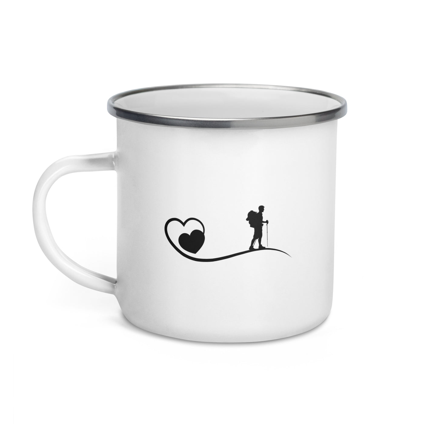 Herz Und Wanderer - Emaille Tasse wandern