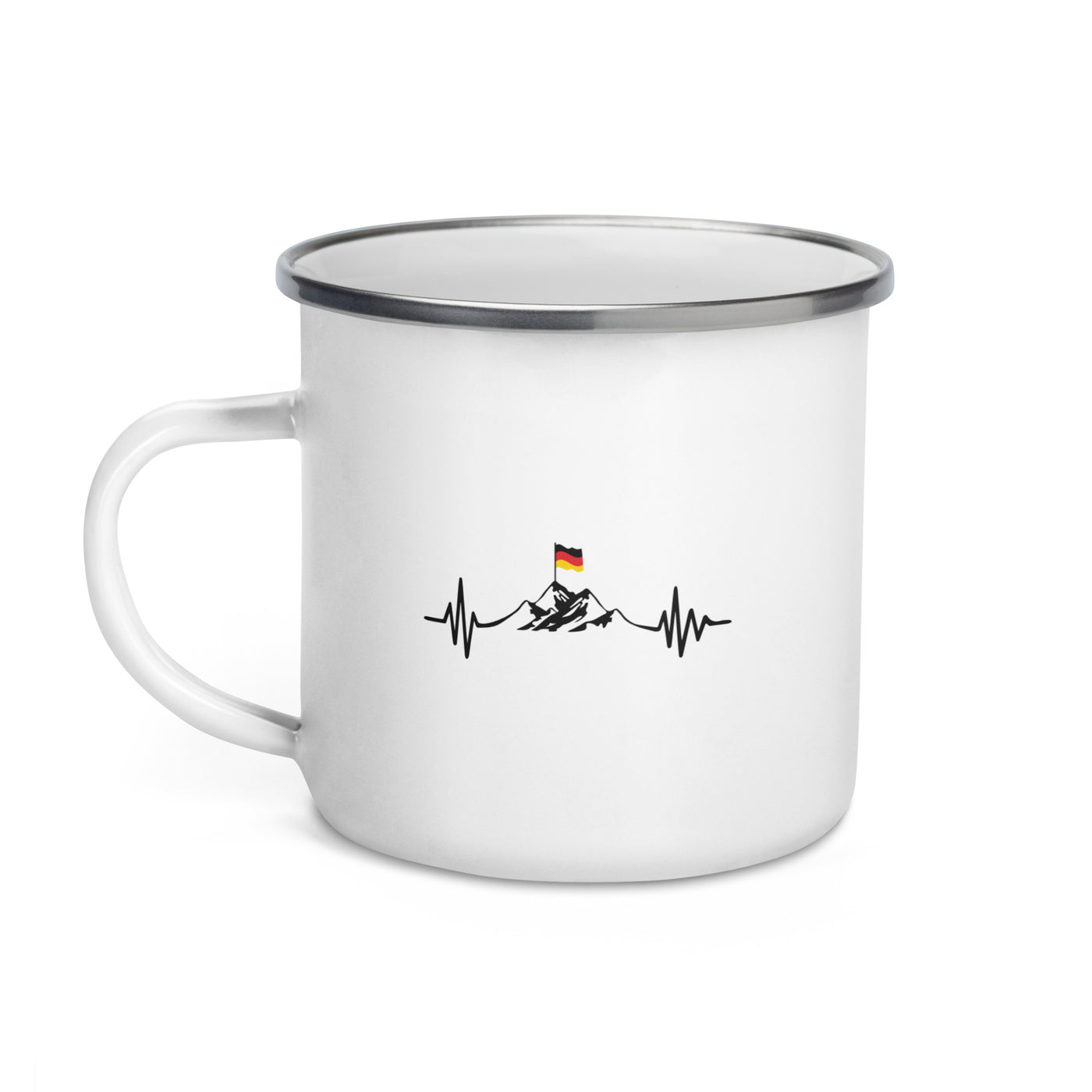 Herzschlag Berge Und Deutschland Flagge - Emaille Tasse berge wandern