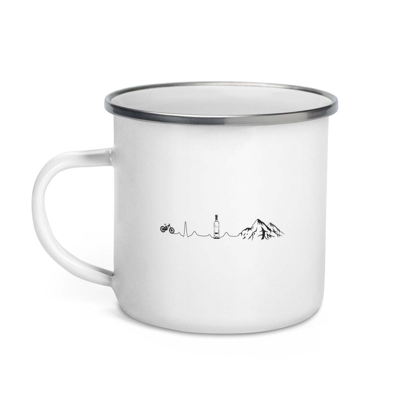 Herzschlag Berge, Bike Und Wein - Emaille Tasse mountainbike