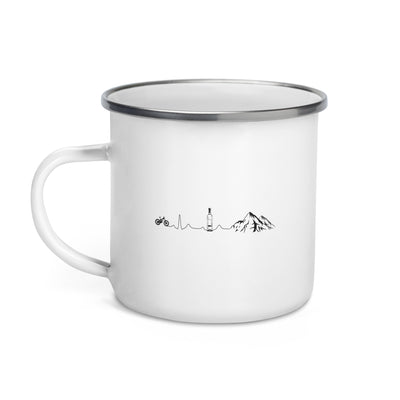 Herzschlag Berge, Bike Und Wein - Emaille Tasse mountainbike