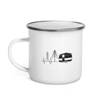 Herzschlag Wohnwagen - Emaille Tasse camping