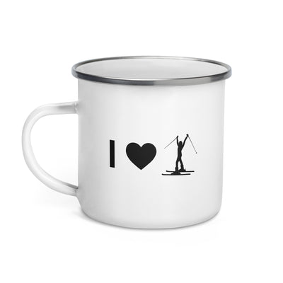 I Heart And Female Skiing - Emaille Tasse ski